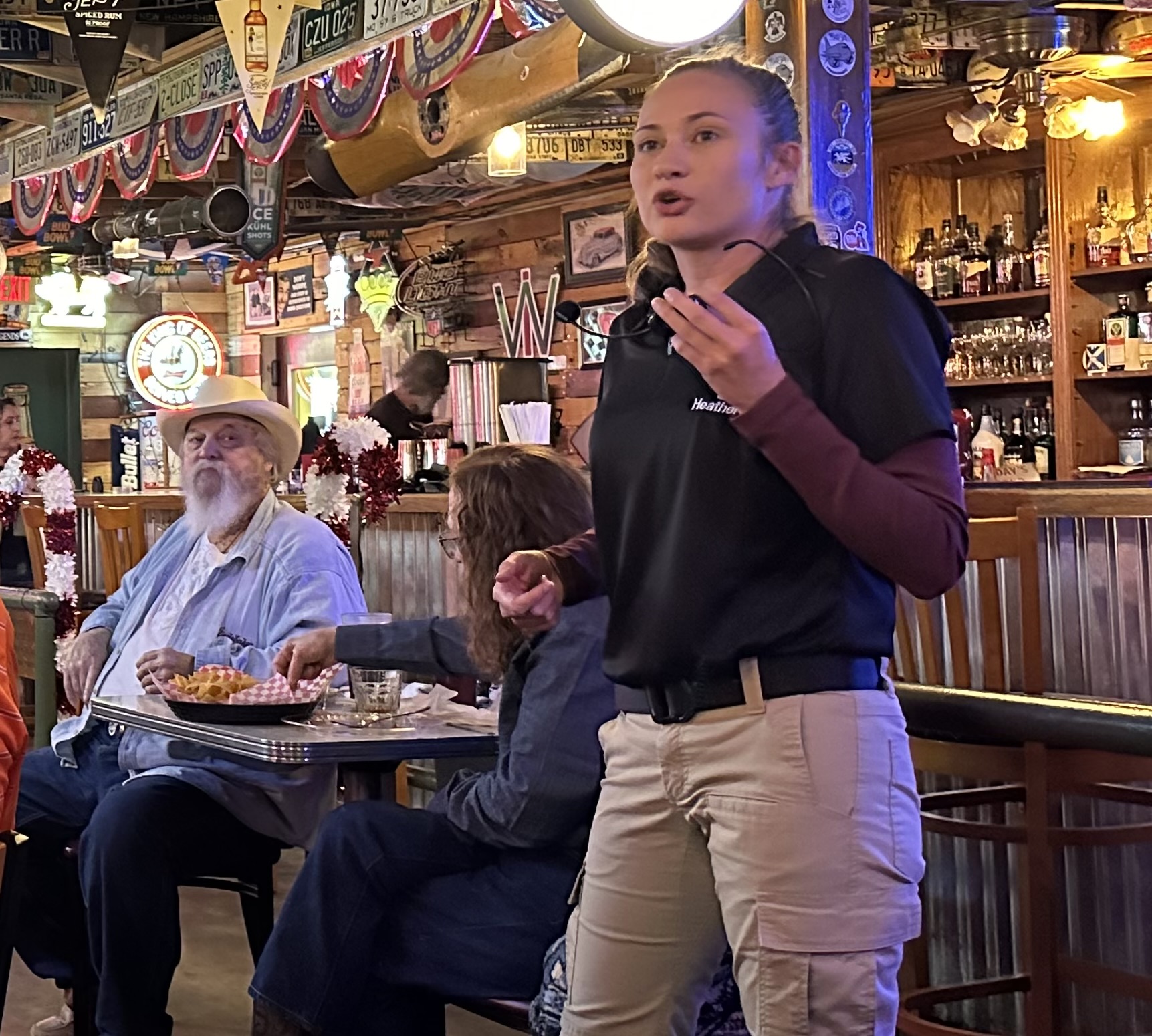 Heather Stevens speaking at a community event