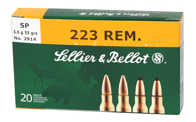 Sellier & Bellot SB223B Rifle  223Rem 55gr Soft Point 20 Per Box/50 Case