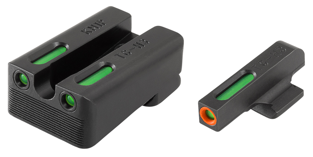 TruGlo TG13KM1PC TFX Pro  Black | Green Tritium & Fiber Optic Orange Outline Front Sight Green Tritium & Fiber Optic Rear Sight