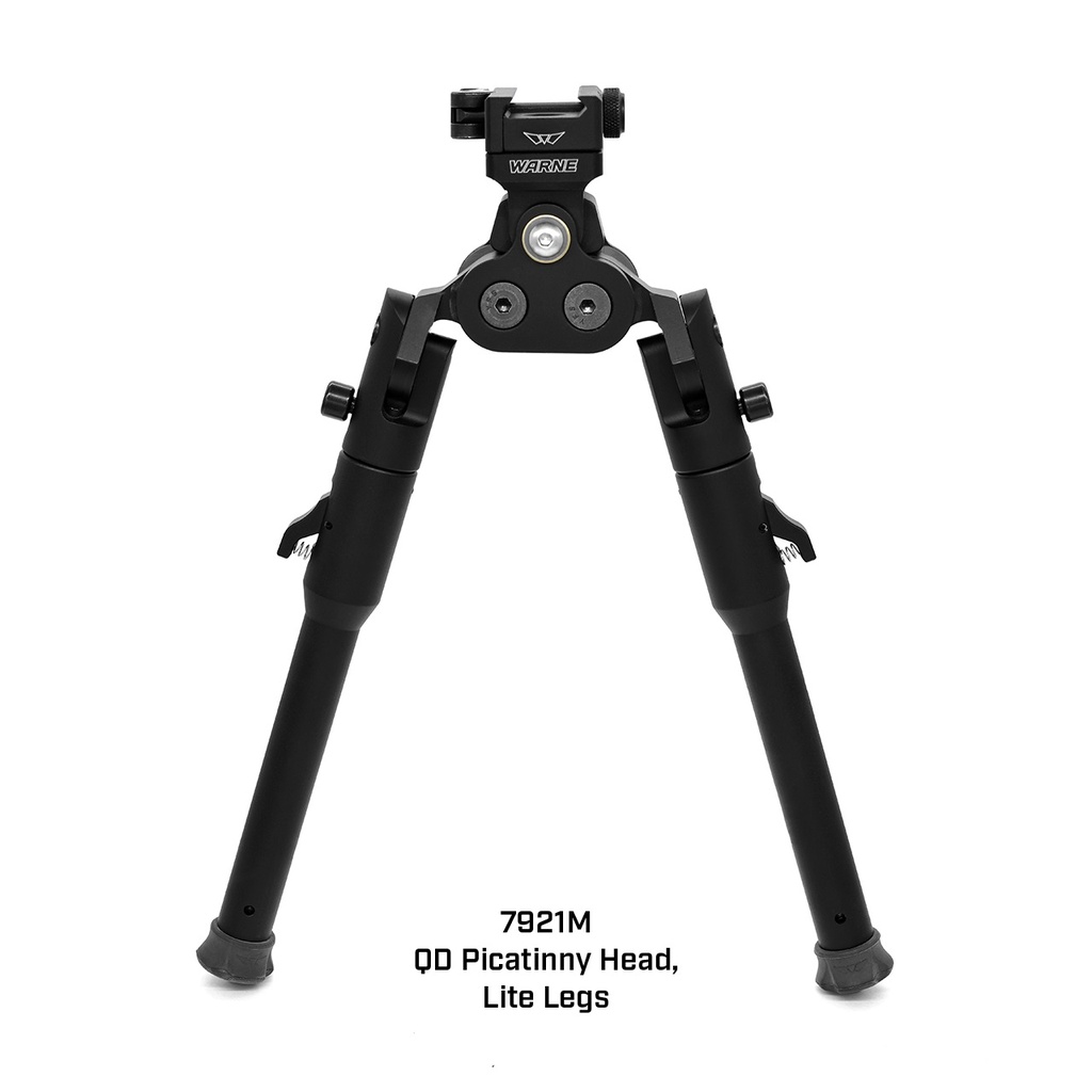 Warne 7921M Skyline Pro Bipod  Black Anodized QD Picatinny Head with Lite Legs